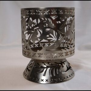 Bath Body Works Hibiscus Silver Three Wick Candle Holder